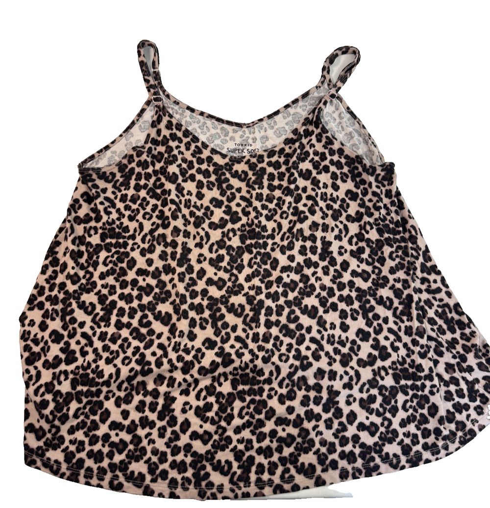 Torrid Super Soft Cami Tank Top Leopard Animal Print Adjustable Straps Size 1X